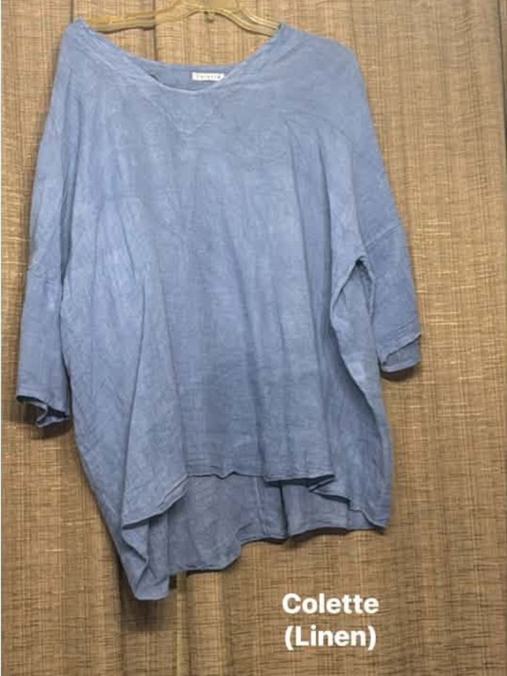Colette Linen Tunic Top in Dusty Blue size 1X VGUC